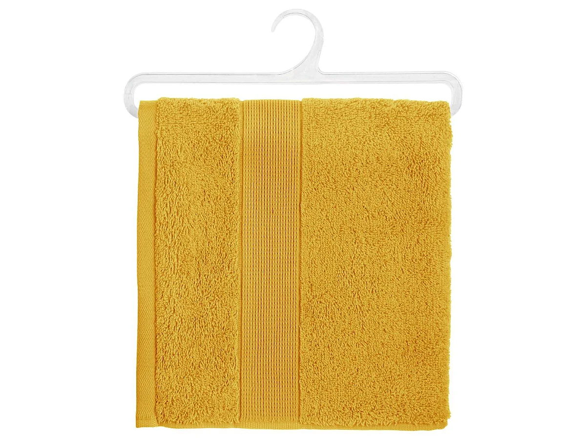 Lot de 4 Serviettes de toilette en Coton Jaune Ocre tissu éponge 50 x 90 cm