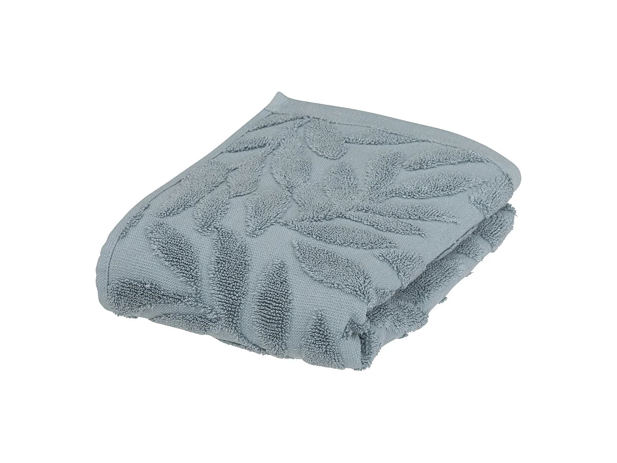 Lot de 2 Serviettes de toilette en Coton Bleu tissu Jacquard 50 x 90 cm