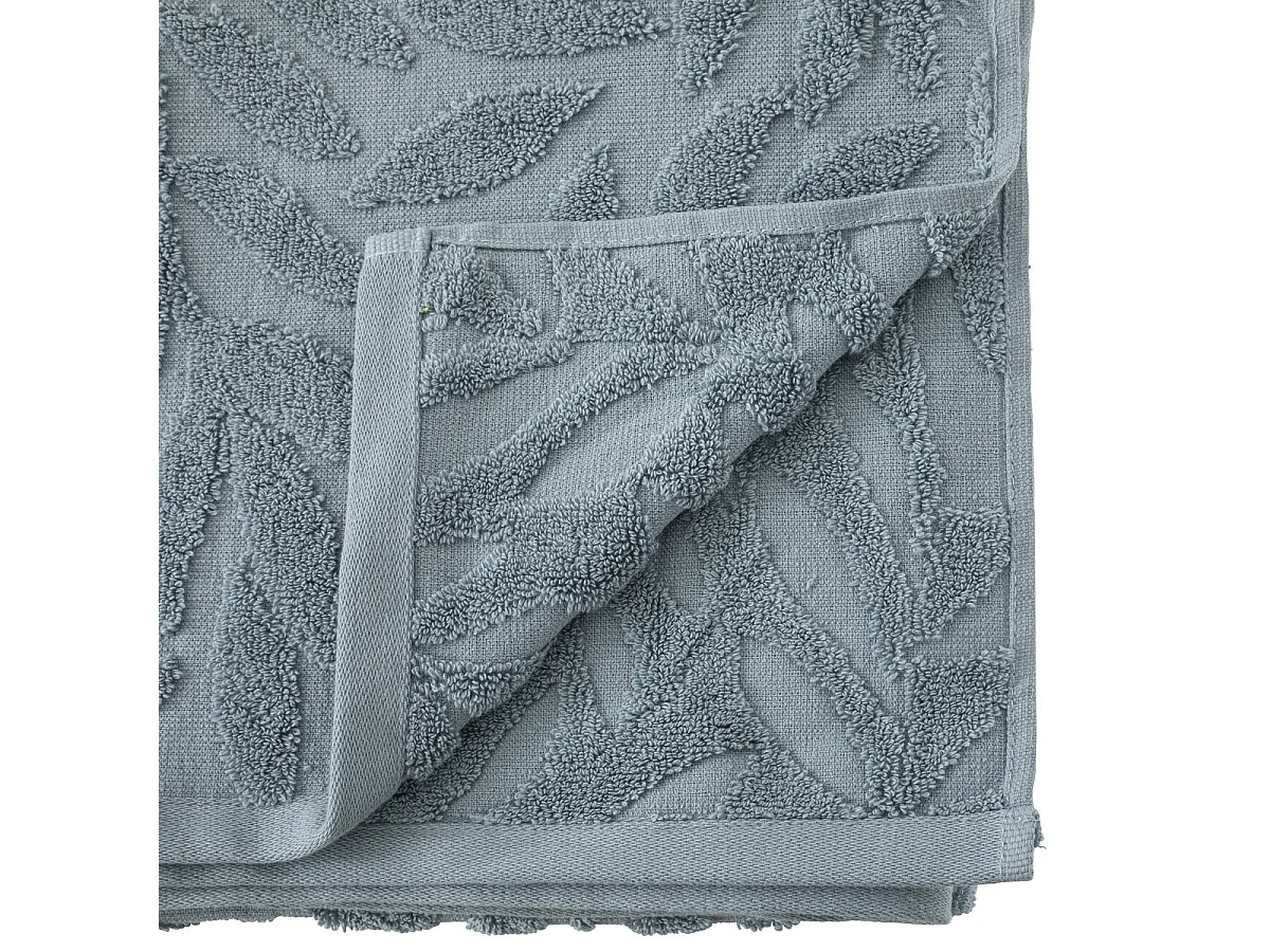 Lot de 2 Serviettes de toilette en Coton Bleu tissu Jacquard 50 x 90 cm