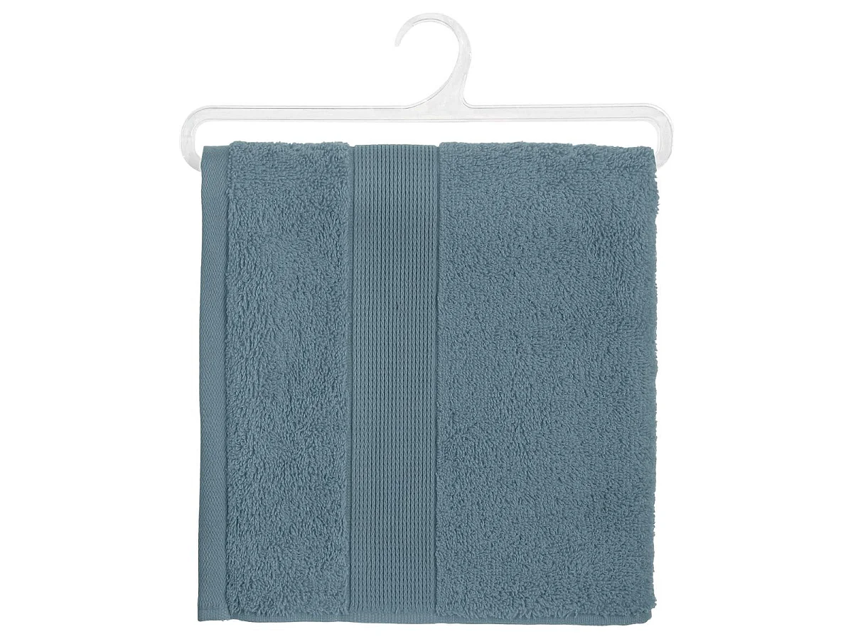 Lot de 6 Serviettes de toilette en Coton Bleu orage tissu éponge 50 x 90 cm
