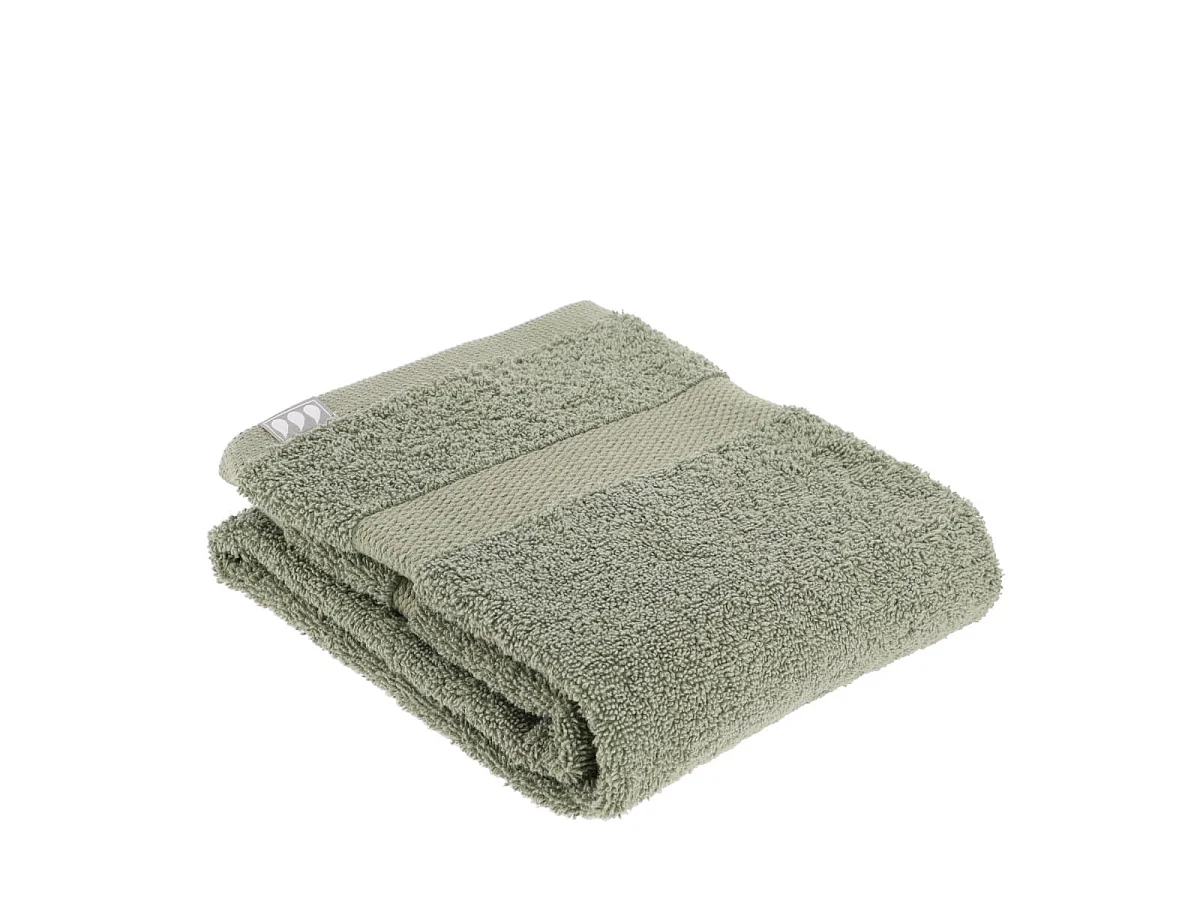 Lot de 6 Serviettes de toilette tissu éponge 100% Coton Vert Kaki 50 x 90 cm