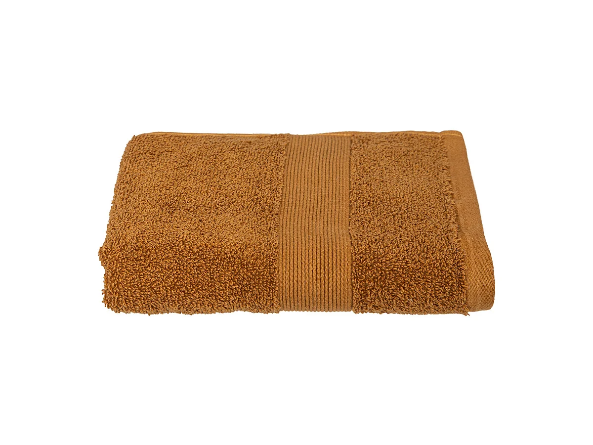 Lot de 2 Serviettes de toilette en Coton Marron cannelle tissu éponge 50 x 90 cm