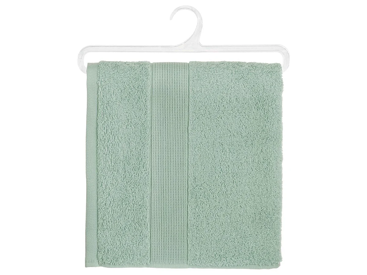 Lot de 6 Serviettes de toilette en Coton Vert céladon tissu éponge 50 x 90 cm