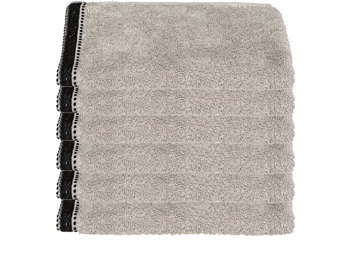 Lot de 6 Serviettes de toilette en Coton Beige Lin tissu éponge 30 x 50 cm