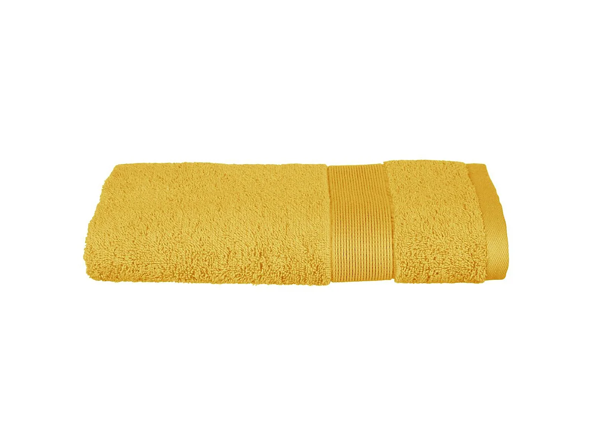 Lot de 2 Serviettes de toilette en Coton Jaune Ocre tissu éponge 50 x 90 cm