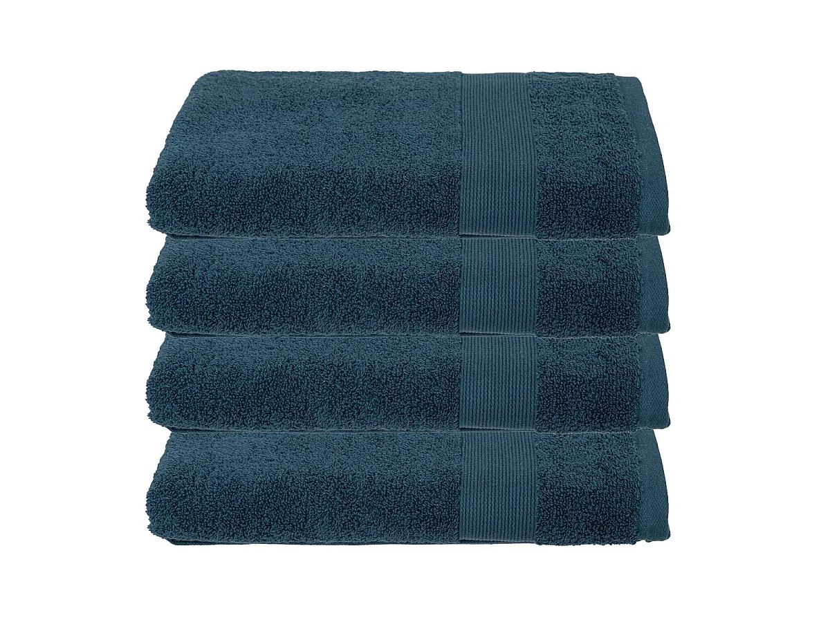 Lot de 4 Draps de bain en Coton Bleu Egéen tissu éponge 70 x 130 cm
