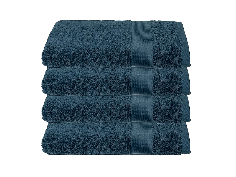 Lot de 4 Draps de bain en Coton Bleu Egéen tissu éponge 70 x 130 cm