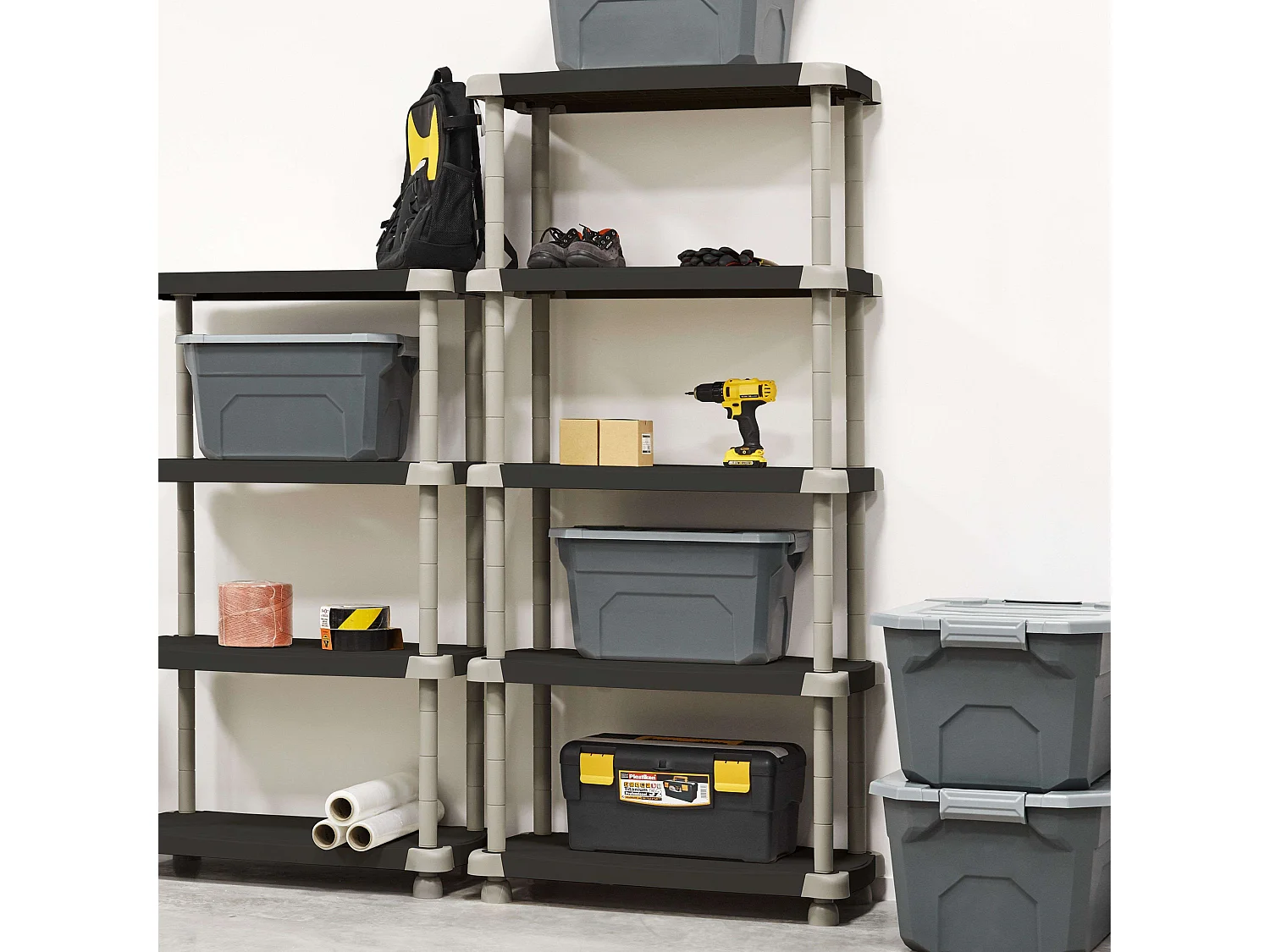 Libreria alta 88 cm 5 ripiani Nero e Talpa