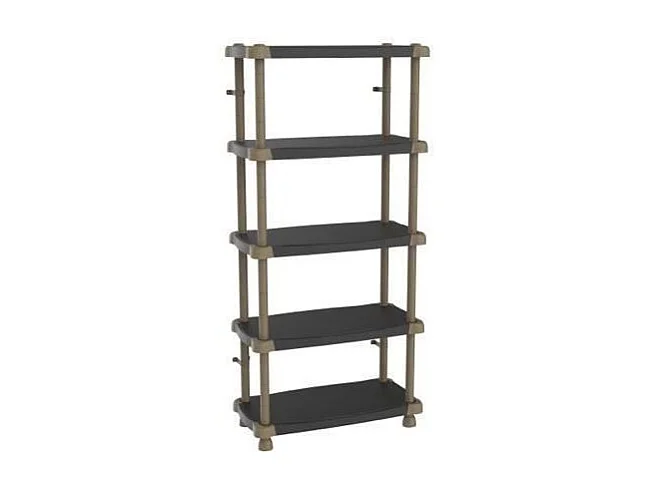 Étagère haute 88 cm 5 plateaux Noir et Taupe
