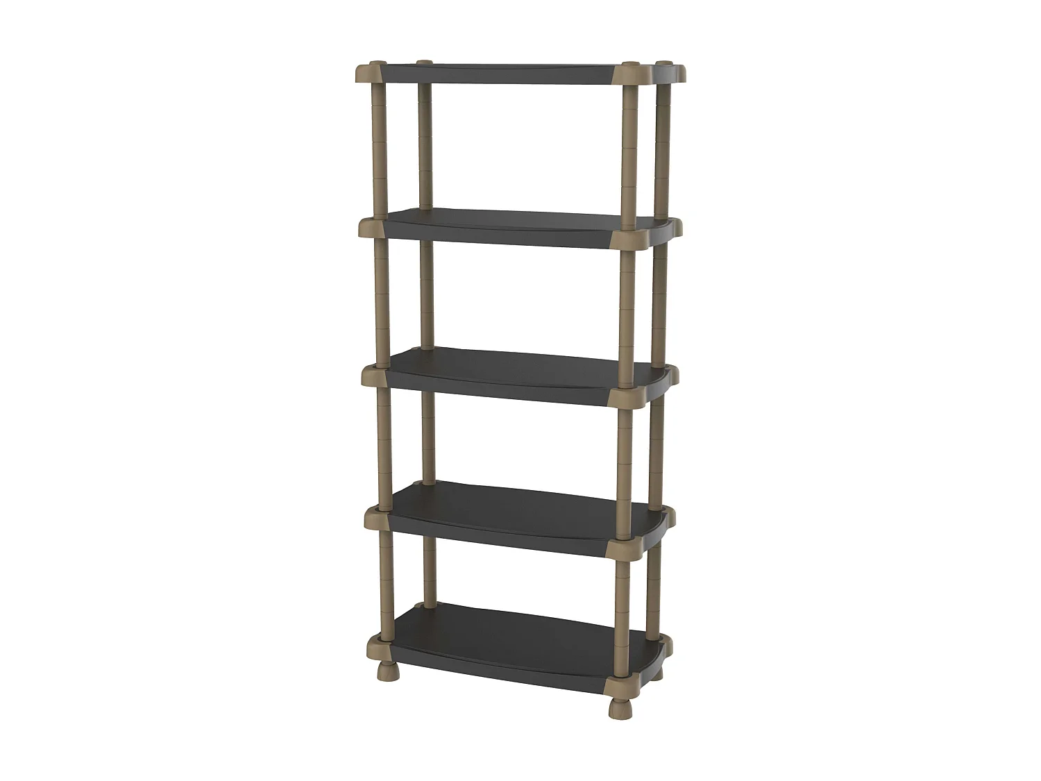 Étagère haute 88 cm 5 plateaux Noir et Taupe