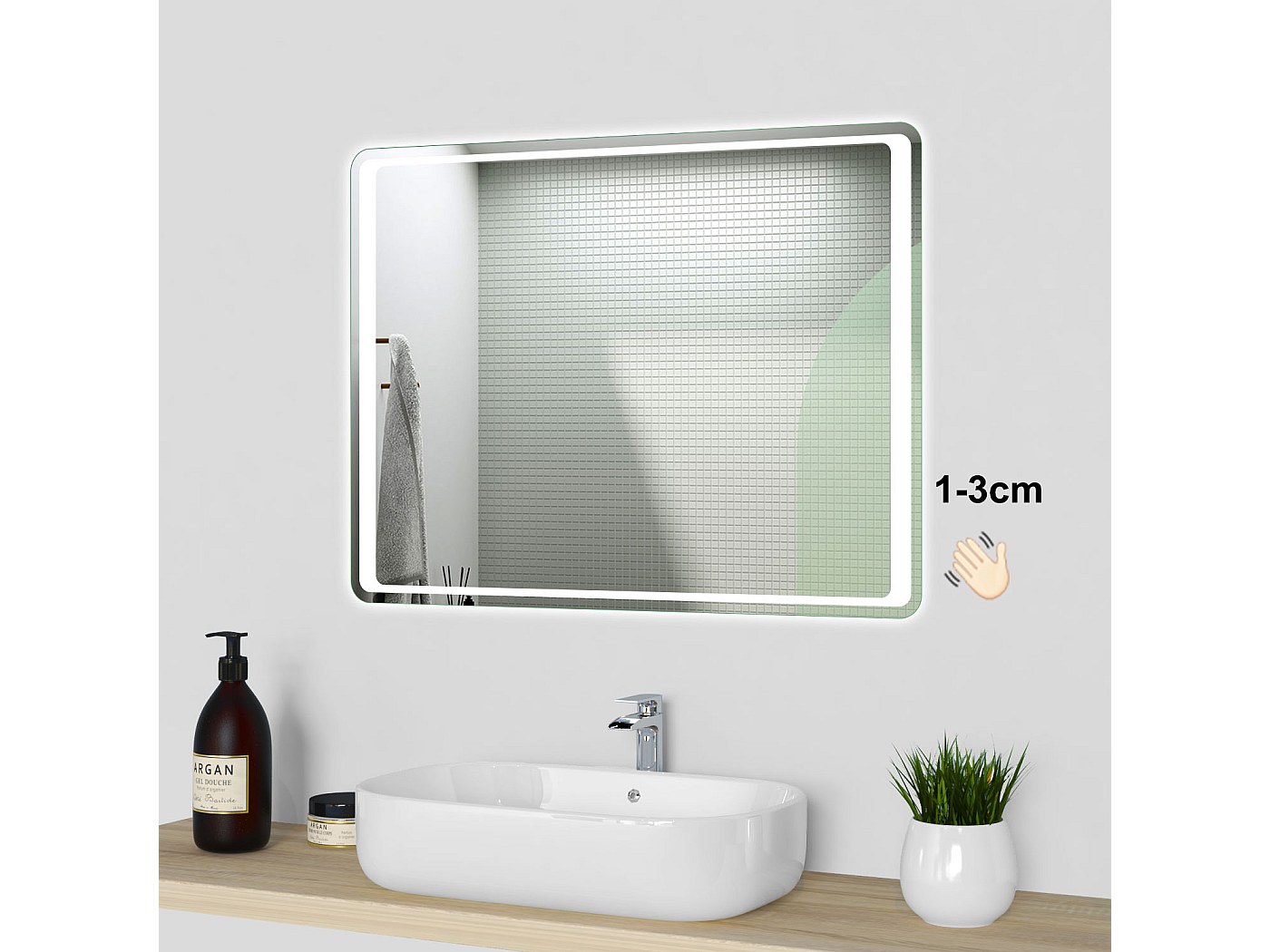 Miroir de salle de bain lumineux l.90 x H.65cm acve Anti-buée