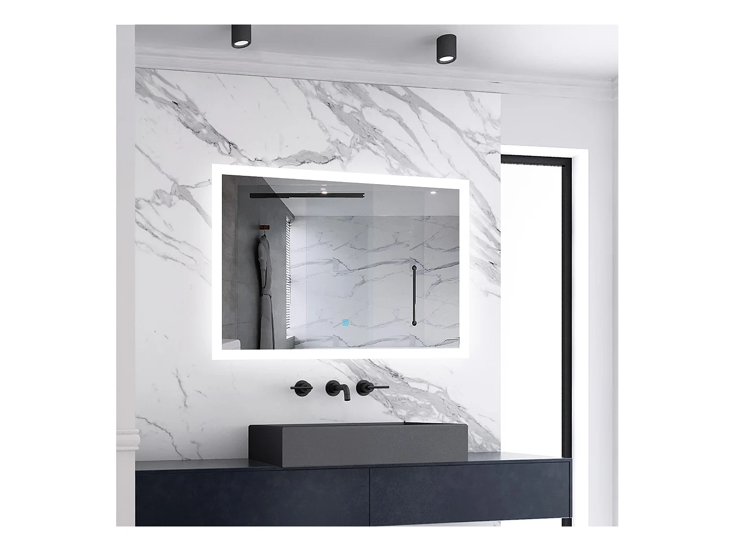 Miroir de salle de bain lumineux 70x50cm acve anti-buée，Mural Miroir - Aica