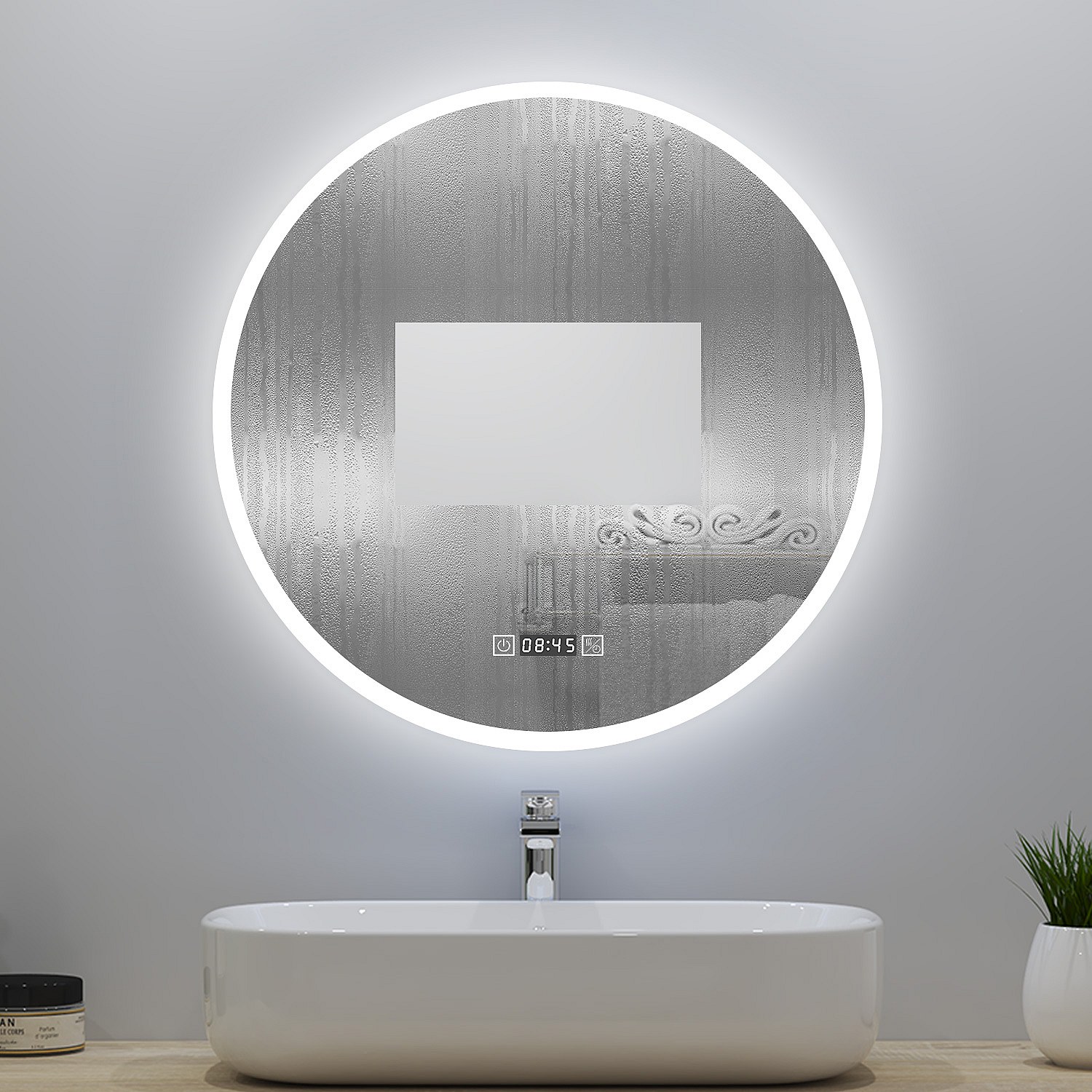 Miroir LED Salle De Bain 70cm - Anti-buée, 3 Couleurs Dimmables, Verre Trempé 5mm - Étanche IP44