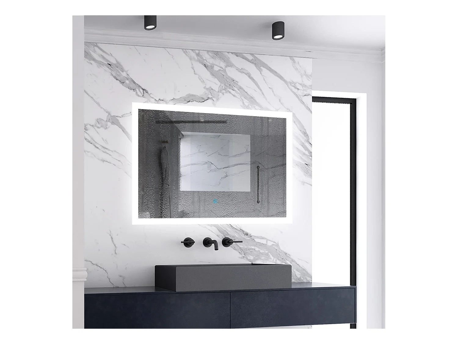 Miroir de salle de bain lumineux 90x70cm acve anti-buée，Mural Miroir - Aica