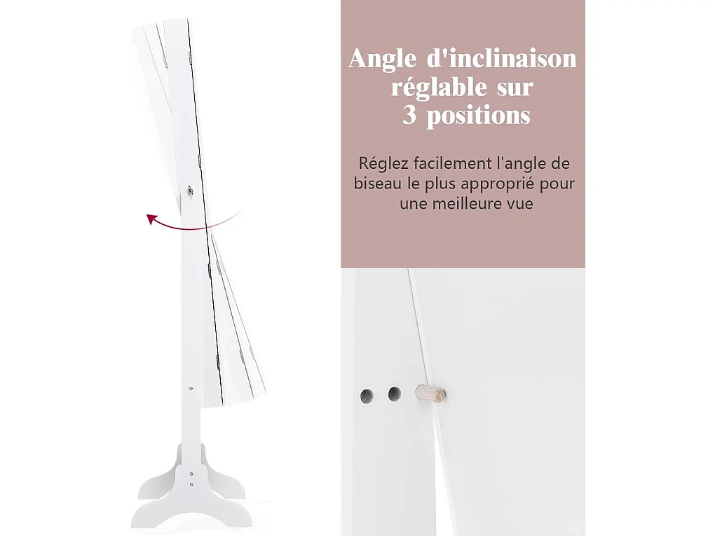 Armoire à bijoux sur pied avec miroir psyché coffre à bijoux, armoire de rangement cosmétiques