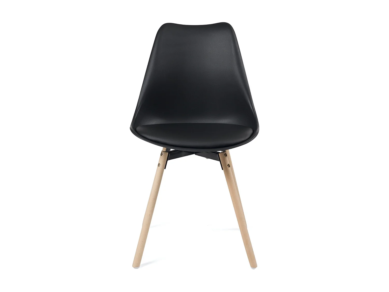 Lot 4 chaises scandinaves cuisine coussin simili cuir pieds bois clair MIA (noir)