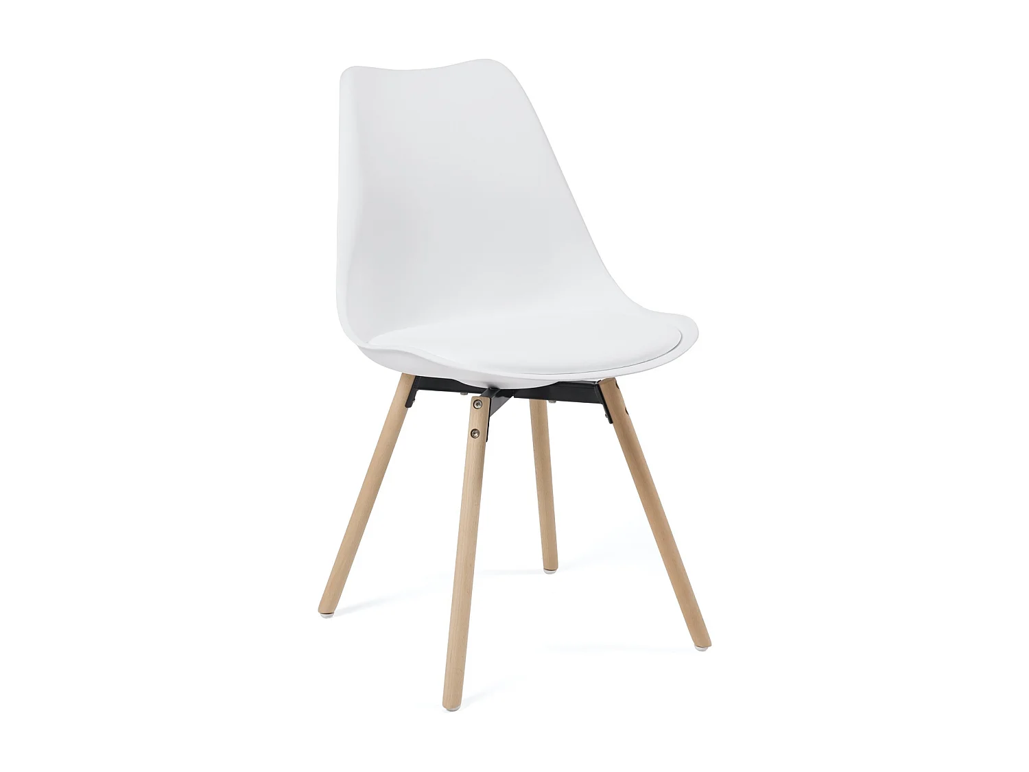 Lot 4 chaises scandinaves cuisine coussin simili cuir pieds bois clair MIA (blanc)