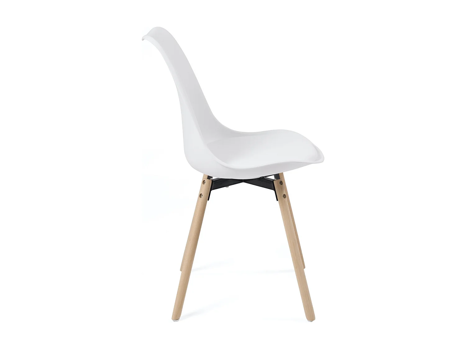 Lot 4 chaises scandinaves cuisine coussin simili cuir pieds bois clair MIA (blanc)