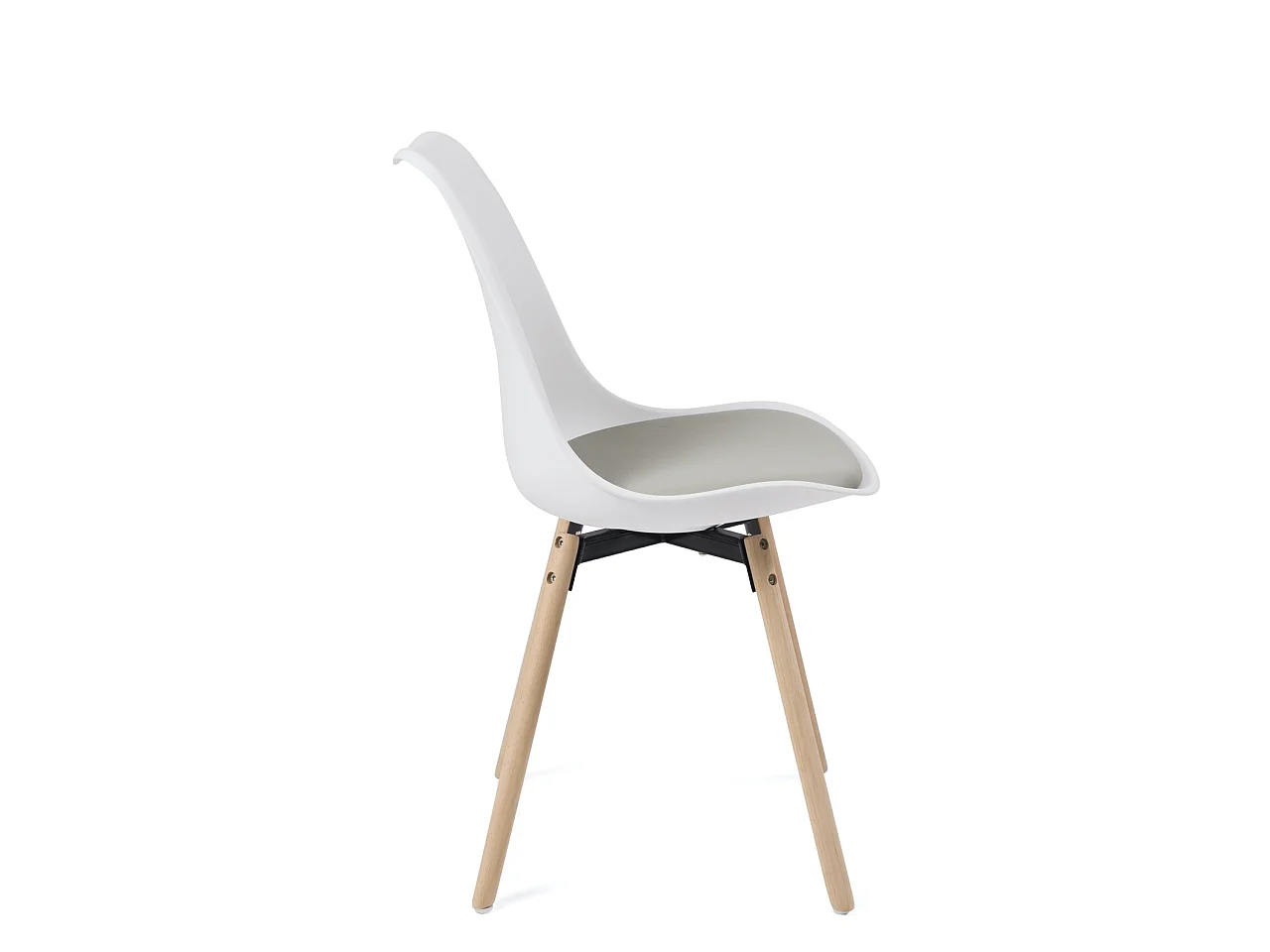 Lot 2 chaises scandinaves cuisine coussin simili cuir pieds bois clair MIA (blanc gris)