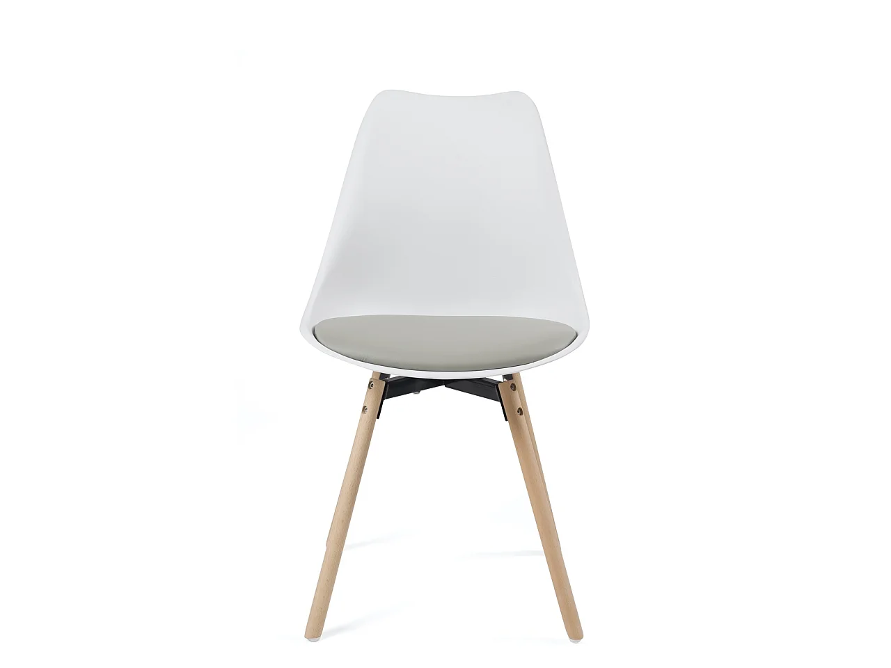 Lot 2 chaises scandinaves cuisine coussin simili cuir pieds bois clair MIA (blanc gris)