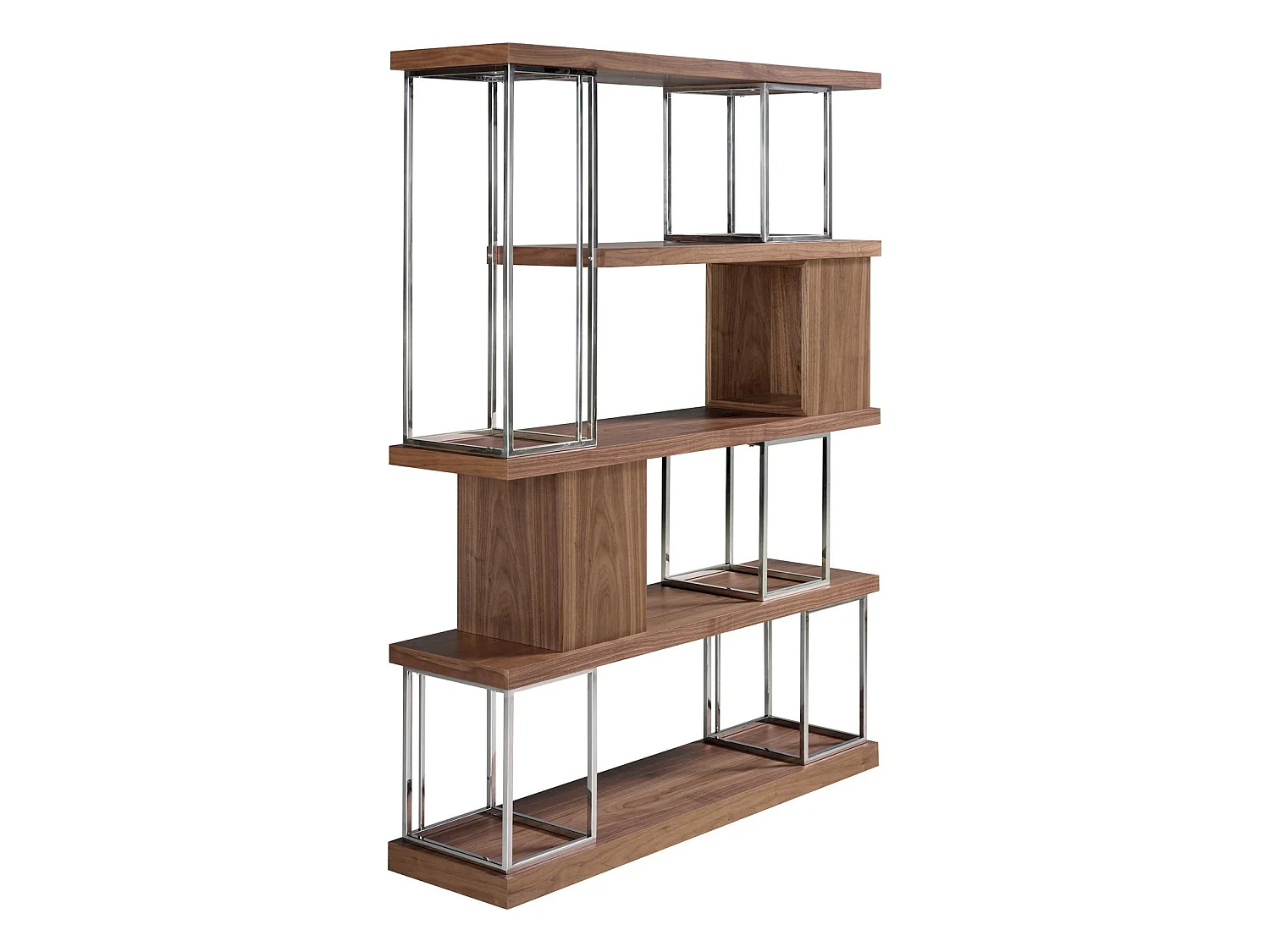 Etagère bois structure acier inoxydable chromé