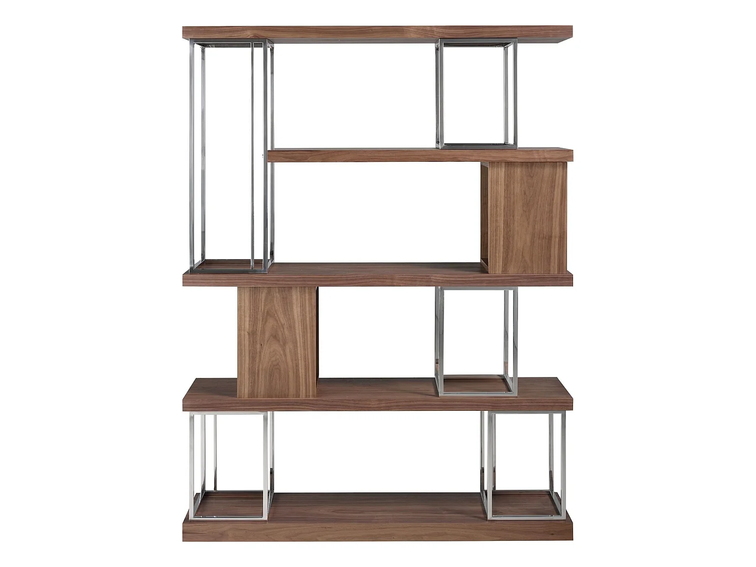 Etagère bois structure acier inoxydable chromé