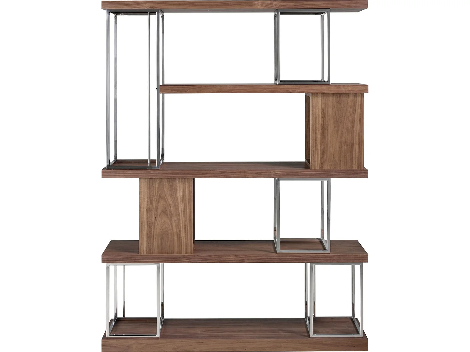 Etagère bois structure acier inoxydable chromé