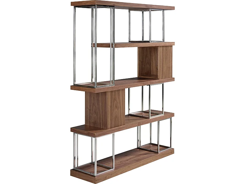 Etagère bois structure acier inoxydable chromé
