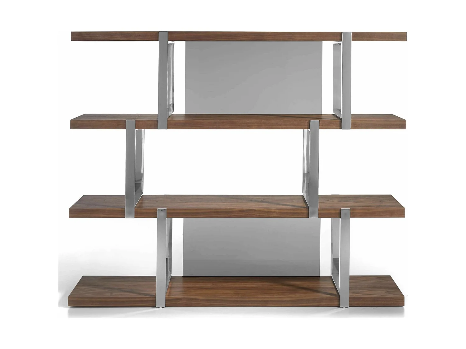 Étagère bois structure acier inoxydable chromé insert cristal translucide