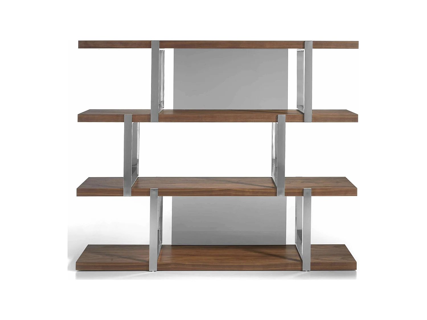 Étagère bois structure acier inoxydable chromé insert cristal translucide