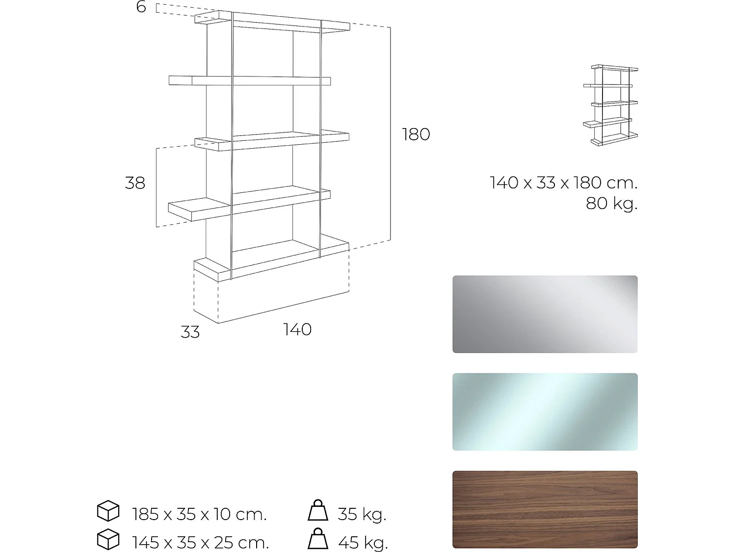 Étagères en verre laqué et étagères superposées