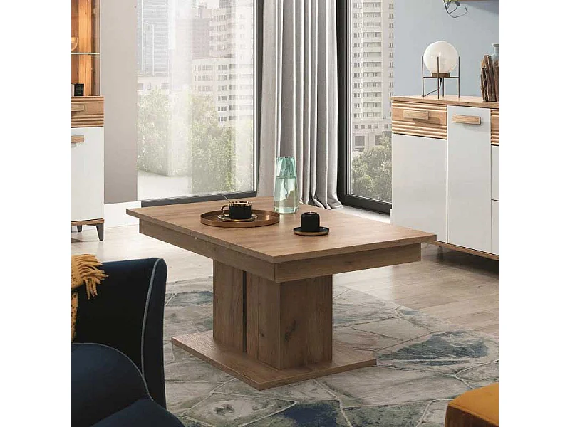 Table basse à allonge Chêne miel - APODIS - L 114/144 x l 68 x H 51.5 cm