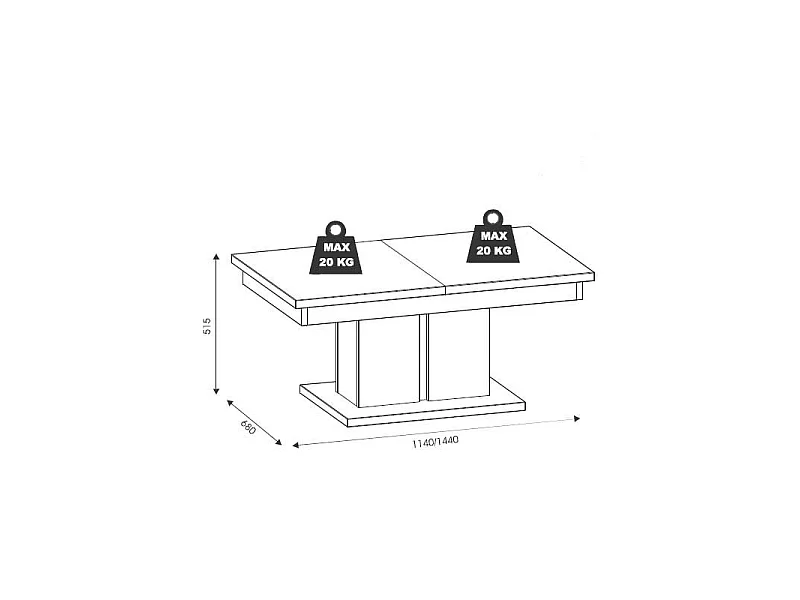 Table basse à allonge Chêne miel - APODIS - L 114/144 x l 68 x H 51.5 cm