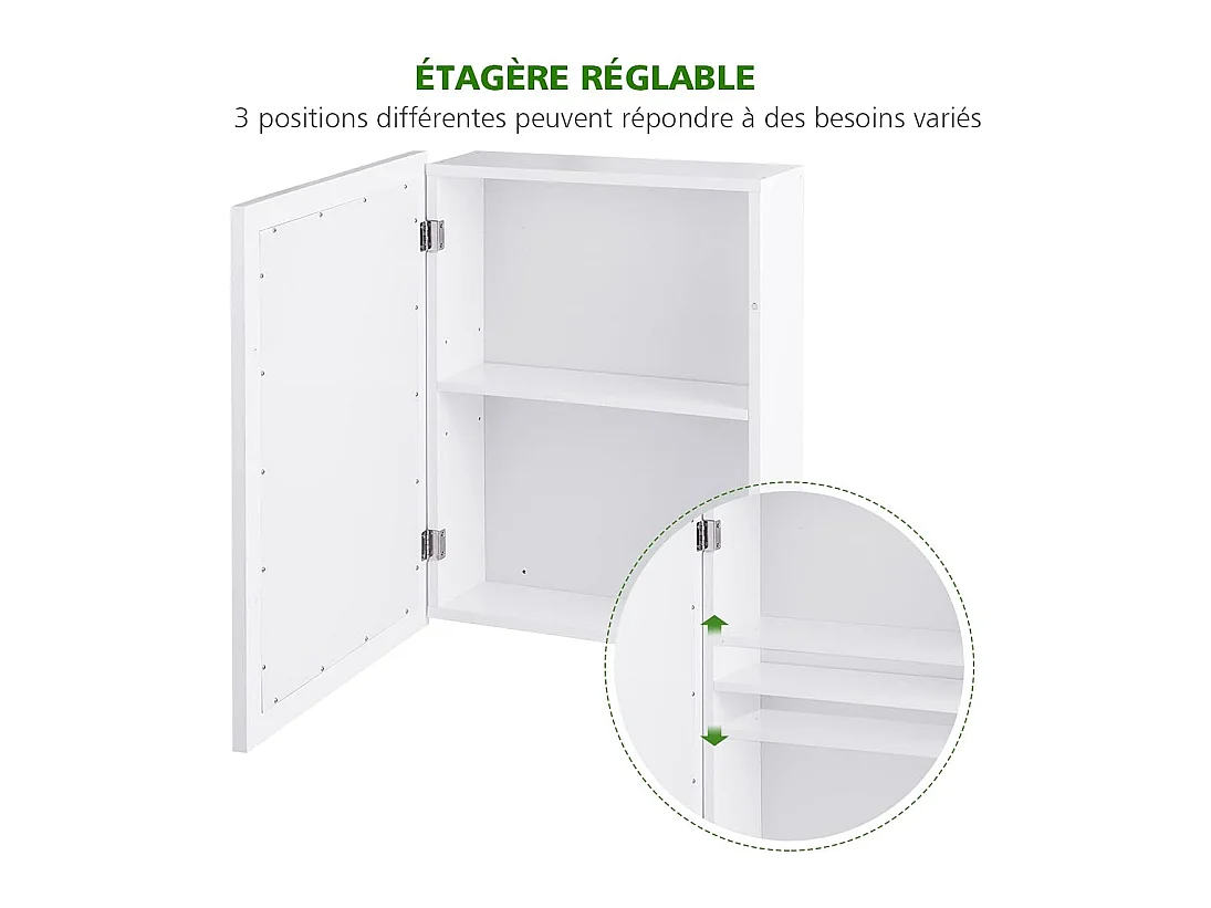 Armoire murale salle de bain avec miroir armoire à pharmacie51 x 16 x 66,5 cm