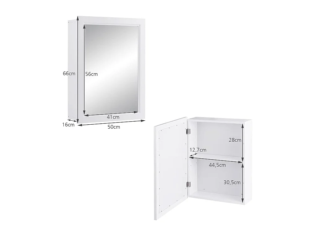 Armoire murale salle de bain avec miroir armoire à pharmacie51 x 16 x 66,5 cm