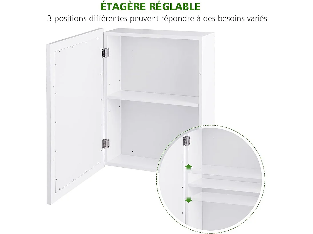 Armoire murale salle de bain avec miroir armoire à pharmacie51 x 16 x 66,5 cm