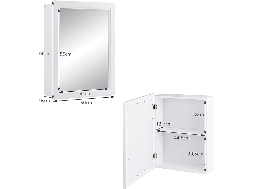 Armoire murale salle de bain avec miroir armoire à pharmacie51 x 16 x 66,5 cm
