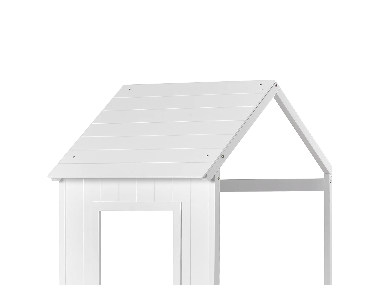 Lit superposé cabane 90x200cm - en bois massif - avec 2 fenêtres - Blanc