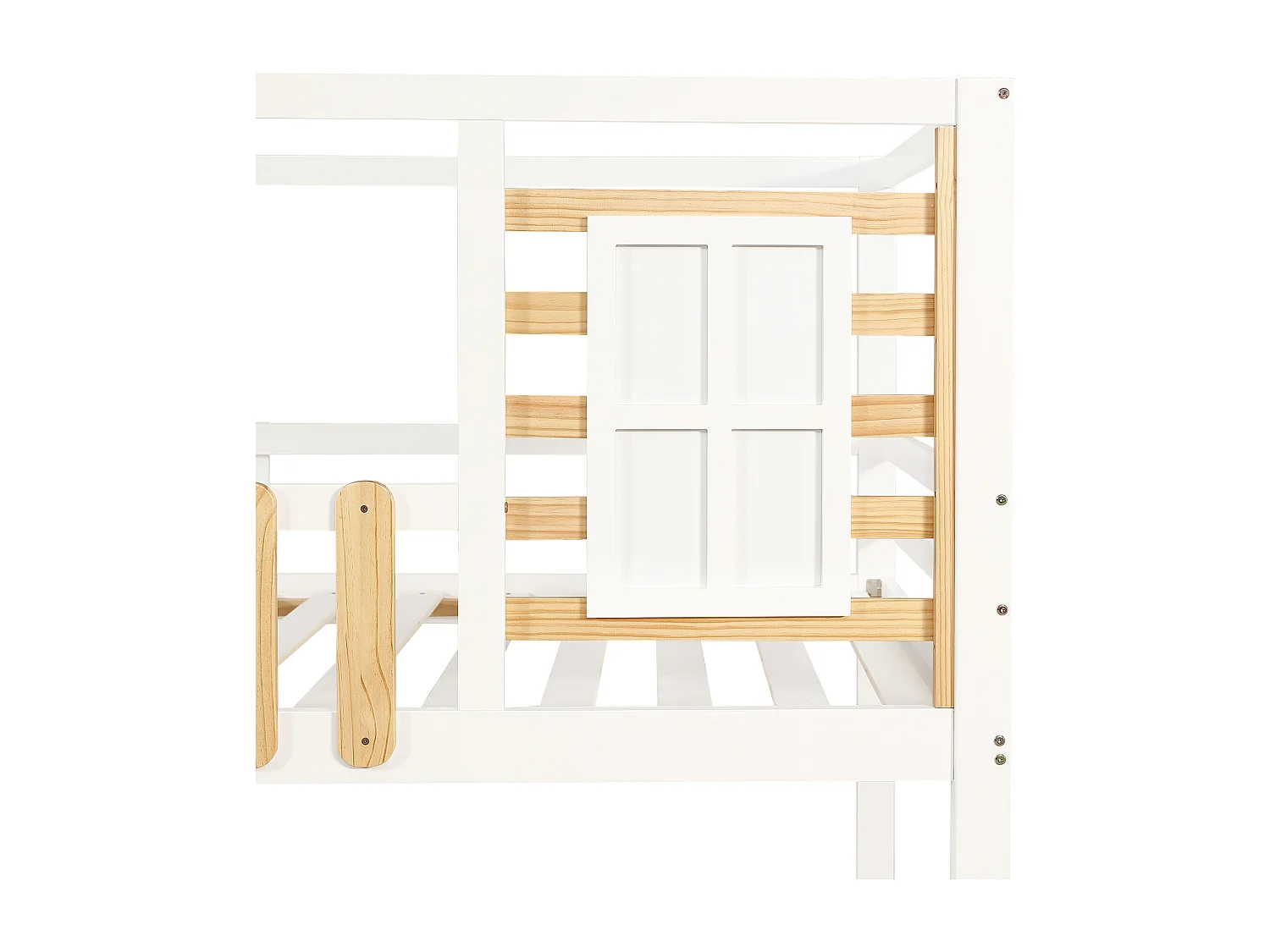 Stapelbed massief hout 90x200cm - MDF - met opbergtrap - Wit