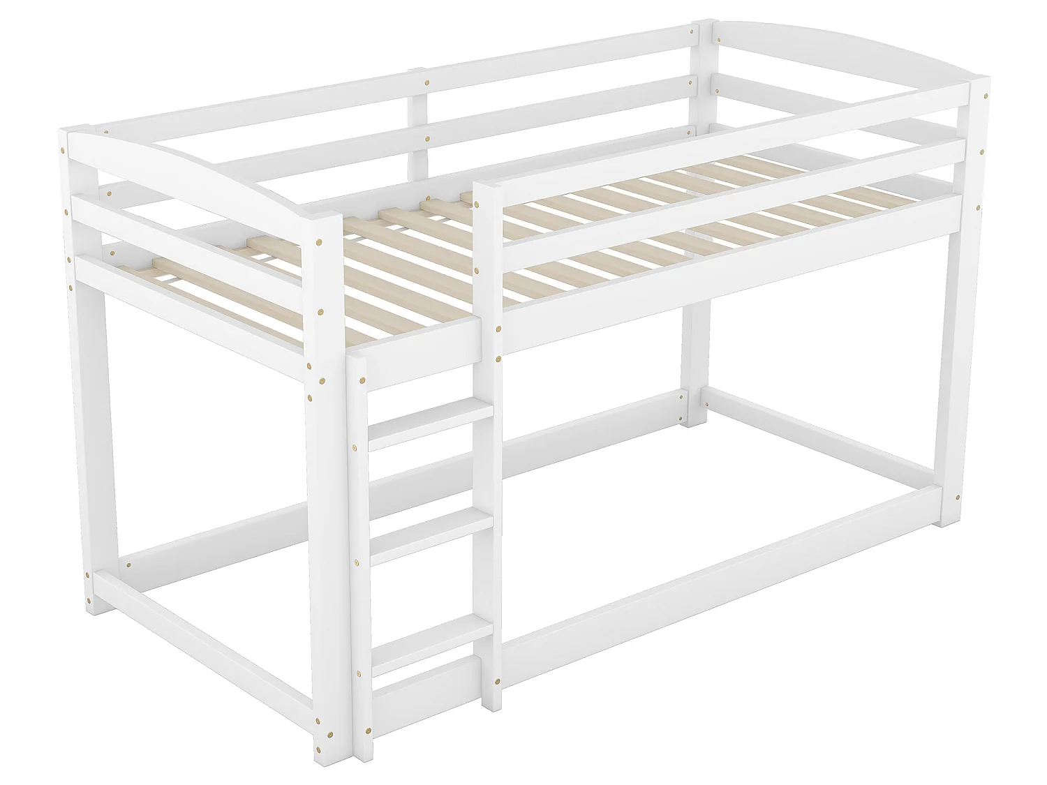 Grenen stapelbed met valbeveiliging + ladder - 90x200cm - Wit