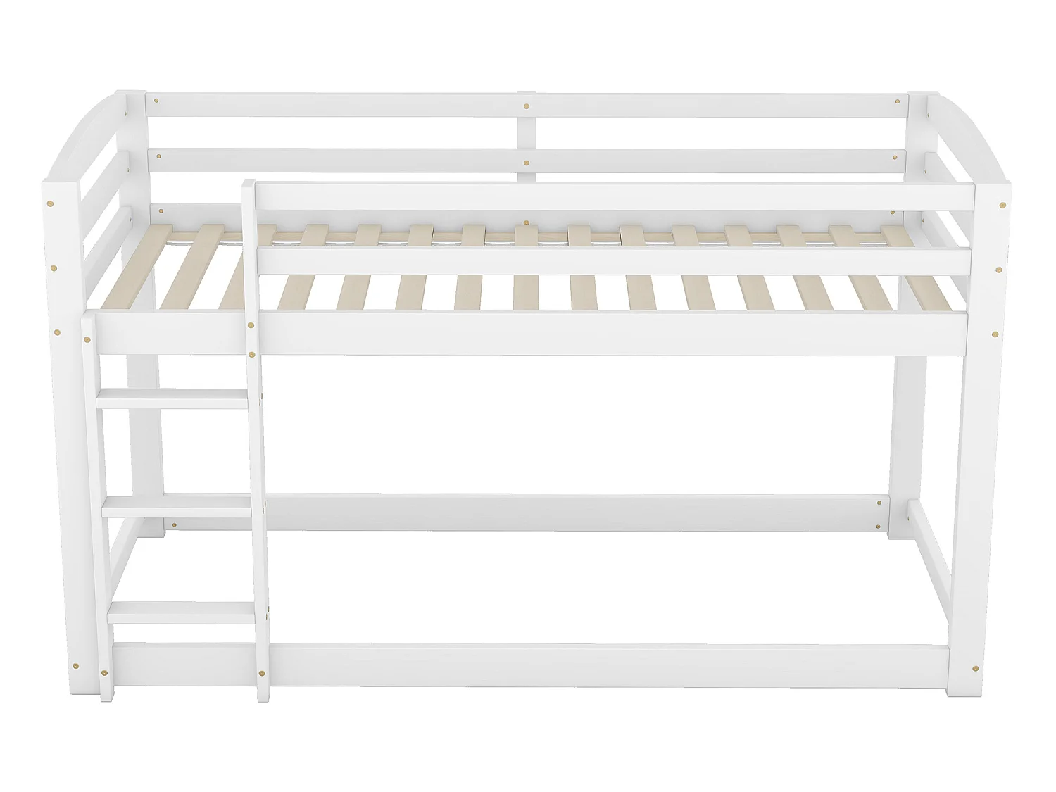 Grenen stapelbed met valbeveiliging + ladder - 90x200cm - Wit