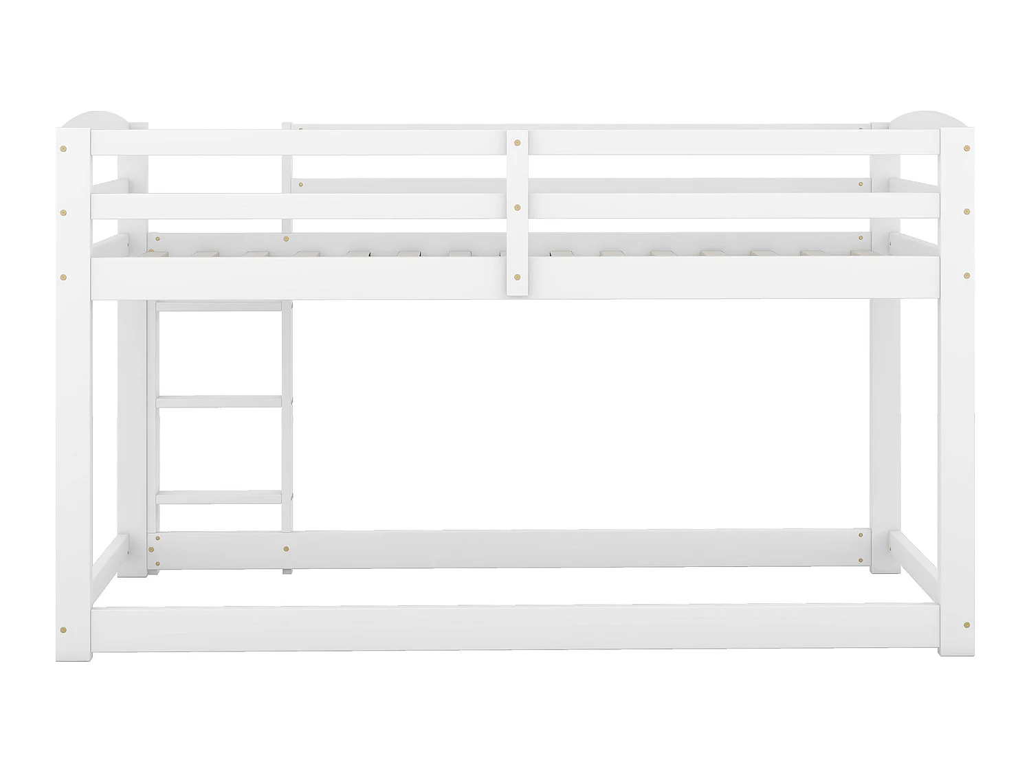 Grenen stapelbed met valbeveiliging + ladder - 90x200cm - Wit