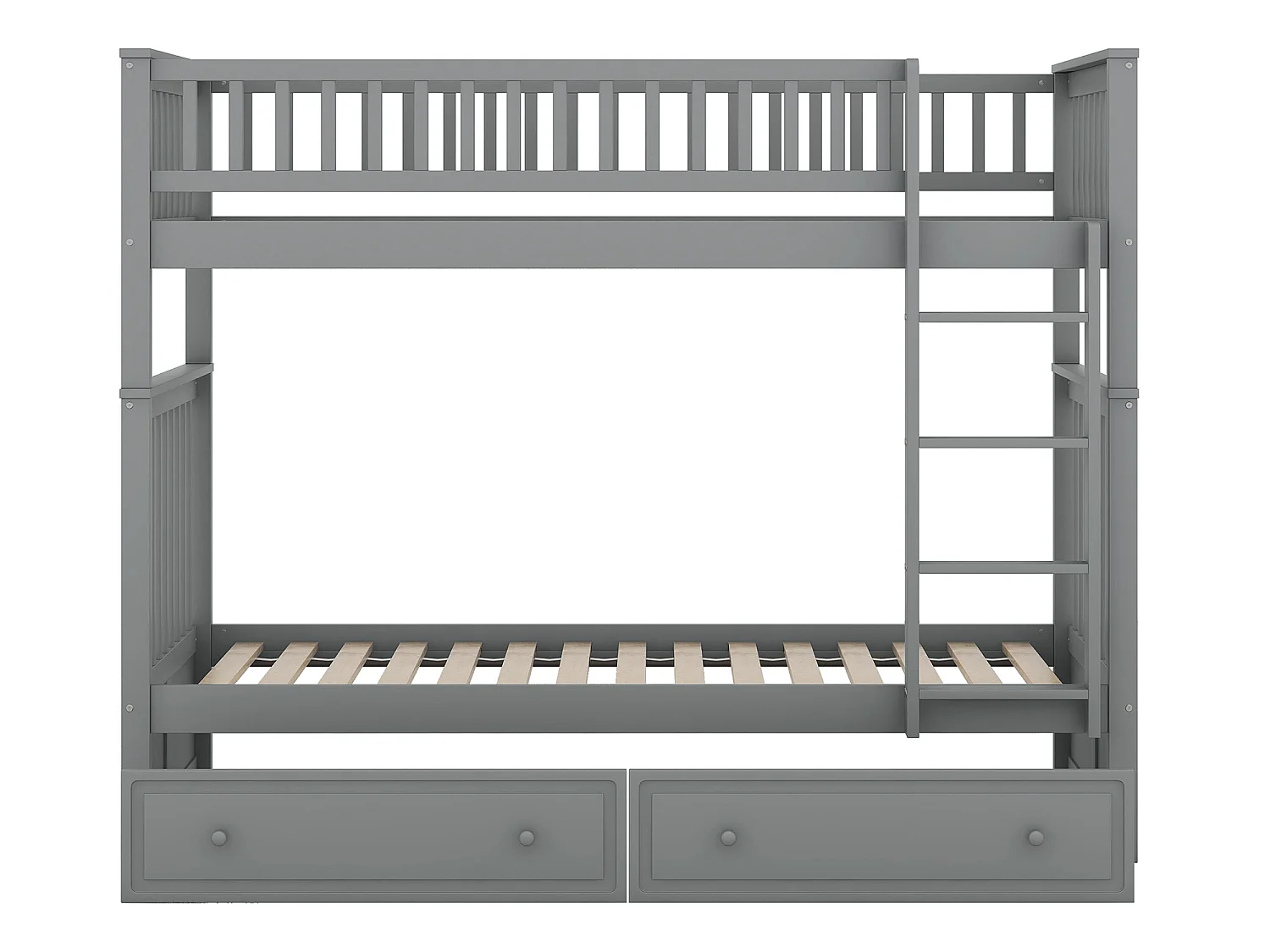 Lit superposé en bois de avec tiroirs et échelle - 90x200cm - Gris