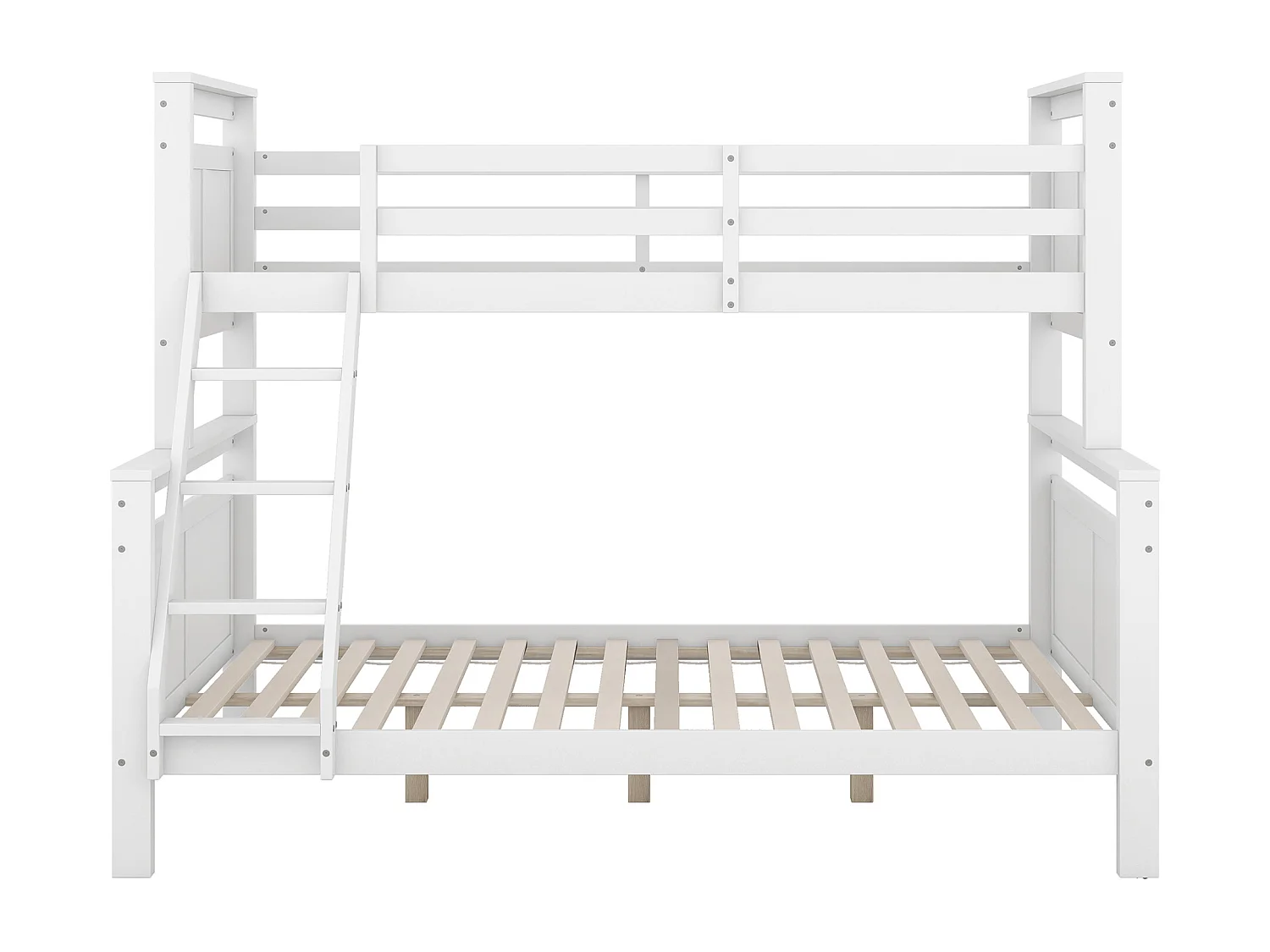 Letto a castello 90/140x200cm in legno di pino - con sponde e scaletta - Bianco