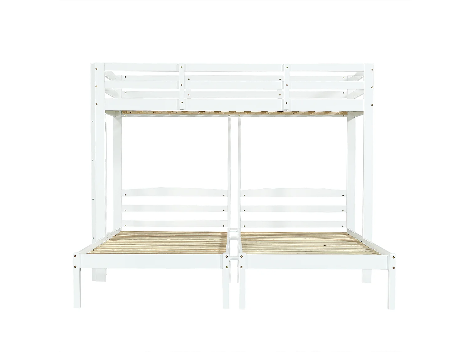 Letto a castello triplo con rete a doghe - 90x200 cm - legno massello - Bianco