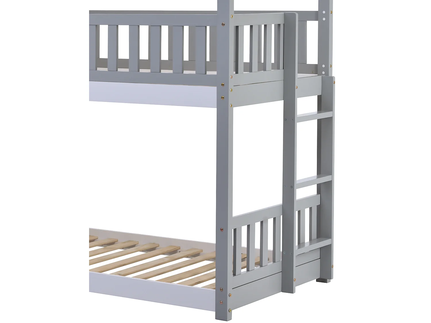 Etagenbett mit Lattenrost – 90x200cm – Kiefer – Grau