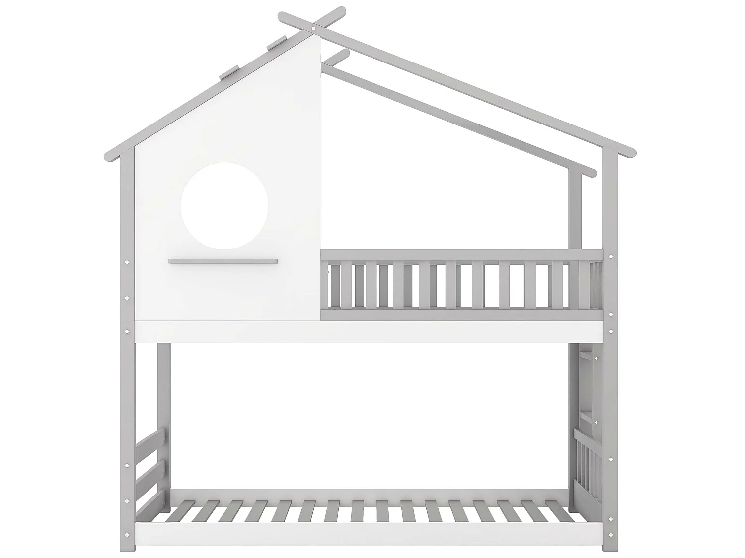 Etagenbett mit Lattenrost – 90x200cm – Kiefer – Grau