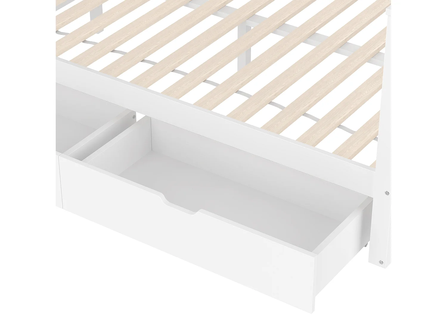 Lit superposé en bois massif - 90x200cm + 140x200cm - avec escalier de rangement et toboggan - Blanc