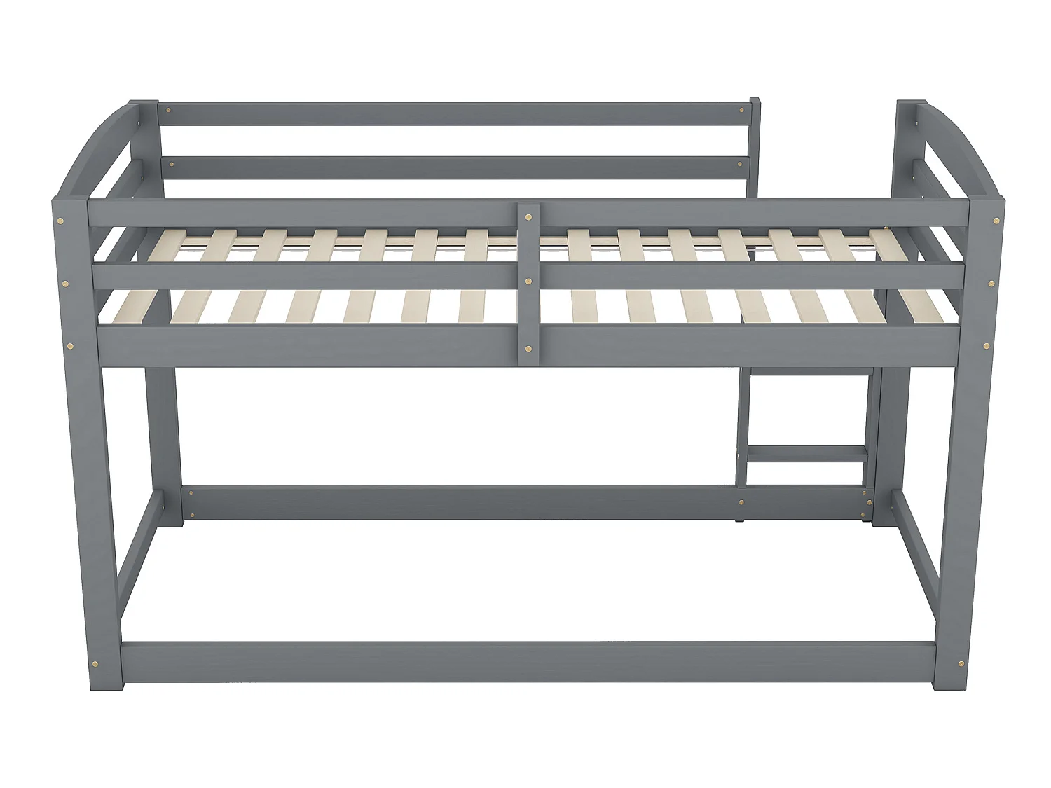 Lit superposé en pin avec barrières anti-chutes + échelle - 90x200cm - Gris