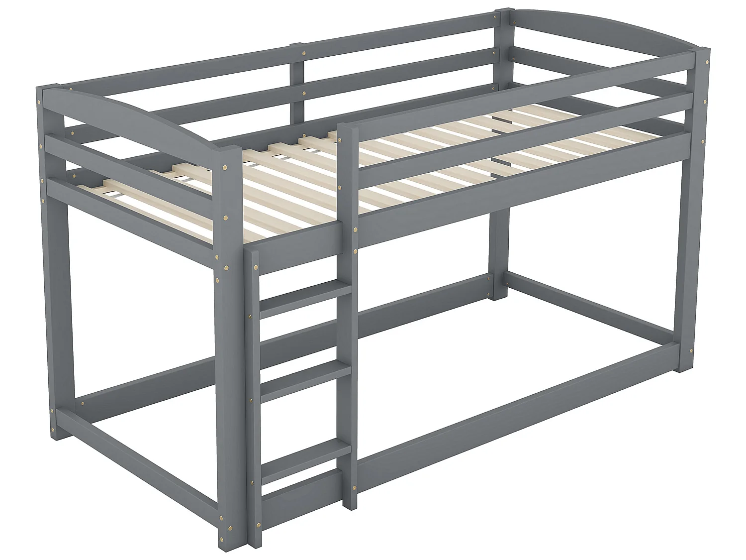 Lit superposé en pin avec barrières anti-chutes + échelle - 90x200cm - Gris